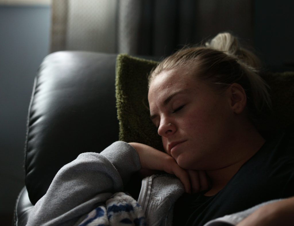 A young carer, asleep.